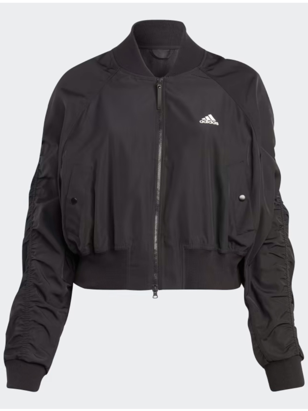 adidas Collective Power Cropped Bomber Jacket with ruched sleeves - 2X Black
